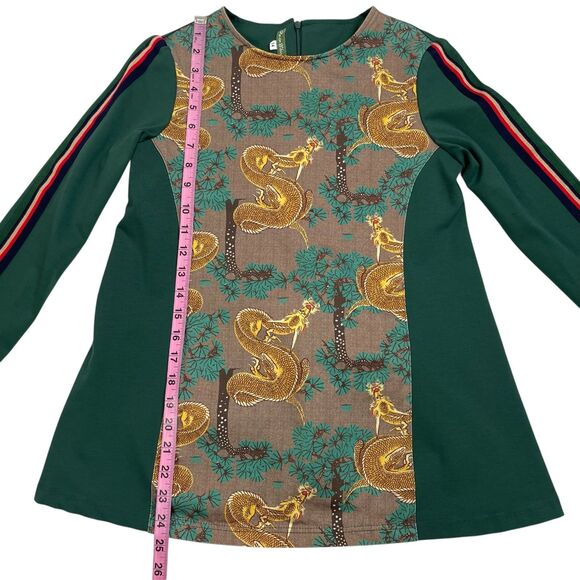 Pan con Chocolate Girls Tunic Top Size 14 Green Long Sleeve Dragon Print Spain - Picture 7 of 9